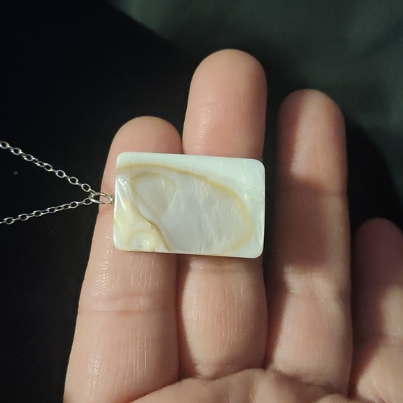 925 silver necklace 9 inch long, with a mother of pearl pendant - Picture 2 of 4